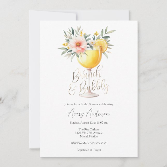 Brunch och Bubly Inbjudningskort för möhippan (Framsida)