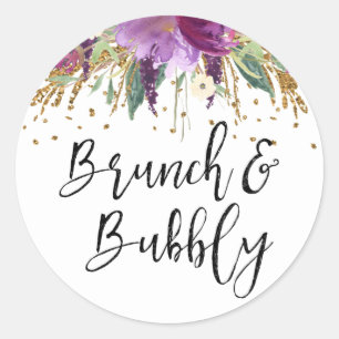 Brunch och Bubly Lila Amethyst Möhippa Runt Klistermärke