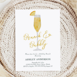 Brunch och Bubly Mimosa Cocktail-Födelsedagsfest Inbjudningar