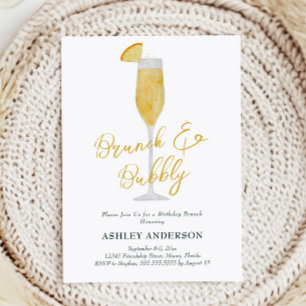 Brunch och Bubly Mimosa Cocktail-Födelsedagsfest Inbjudningar