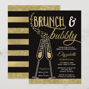 Brunch och Bubly Möhippa Inbjudan, Faux Guld Inbjudningar