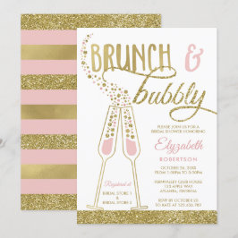 Brunch och Bubly Möhippa Inbjudan, Faux Guld Inbjudningar