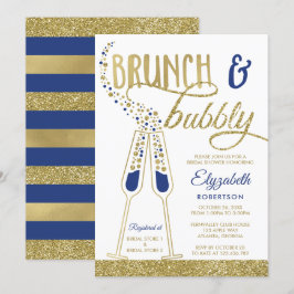 Brunch och Bubly Möhippa Inbjudan, Faux Guld Inbjudningar