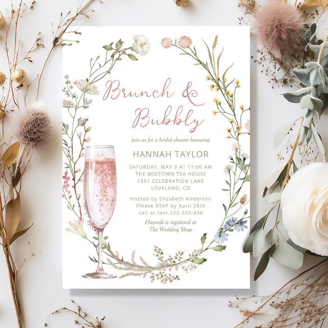 Brunch och Bubly-Möhippa Inbjudningar (brunch and bubbly bridal shower invitation
)