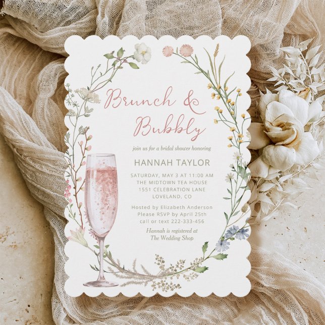 Brunch och Bubly-Möhippa Inbjudningar (Brunch and Bubbly Bridal Shower Invitation)