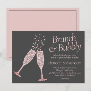 Brunch och Bubly   Mörk Grått Mauve Rosa Shower Inbjudningar