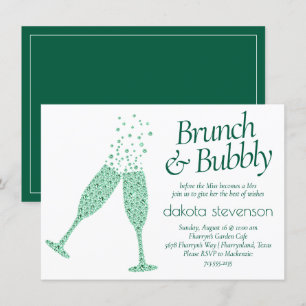 Brunch och Bubly Öga-Grönt Champagne Inbjudningar