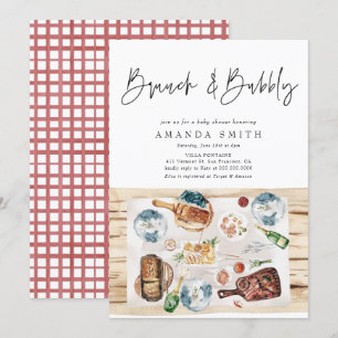 Brunch och BubLY Picnic BBQ Red Play Baby Shower Inbjudningar