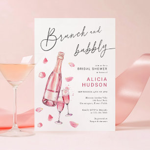 Brunch och BubLY Rosa Champagne Möhippa Inbjudningar