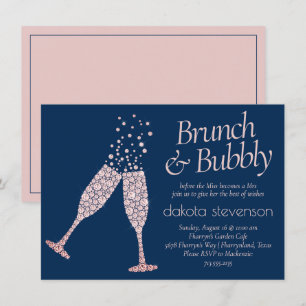Brunch och Bubly Rosa för marinblått fartyg Inbjudningar