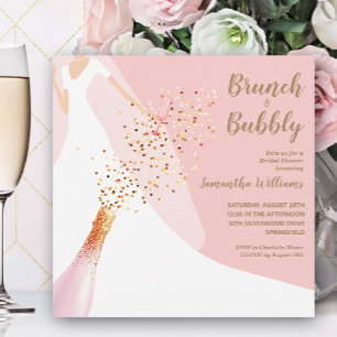 Brunch och Bubly Rosa Möhippa Inbjudningar