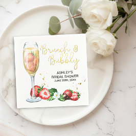 Brunch och Bubly Strawberry och Champagne Shower Pappersservett