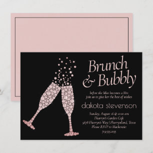 Brunch och Bubly Svartvit och Rosa Shower Inbjudningar