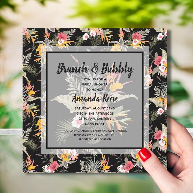Brunch och Bubly Tropical Möhippa Inbjudningar (Brunch and Bubbly tropical bridal shower invitations - INSTANT DOWNLOAD and/or PRINTED)