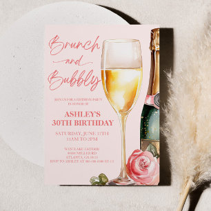 Brunch och Födelsedagsfesten Bubly Mimosa Champagn Inbjudningar