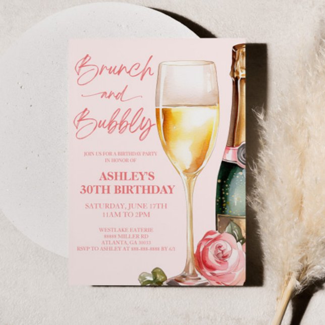 Brunch och Födelsedagsfesten Bubly Mimosa Champagn Inbjudningar (Skapare uppladdad)