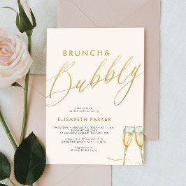 Brunch och guld champagne möhippa inbjudningar