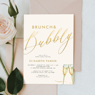 Brunch och guld champagne möhippa inbjudningar