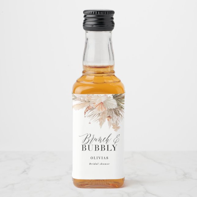 brunch och Möhippa pampas-gräs Spritflaskor Etikett (Framsida)