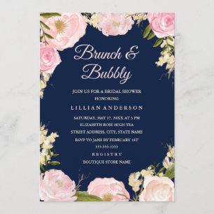 Brunch och Möhippan Bubly Rosa ros Inbjudningar