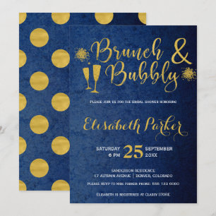 Brunch och möhippan guld med bubblande maringlam inbjudningar