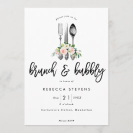 brunch och rosa blommigt möhippa inbjudningar