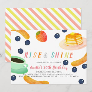 Brunch Pancake Coffee Watercolor Vuxnas Birthday Inbjudningar