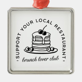 Brunch pancakes älskare roliga citat julgransprydnad metall