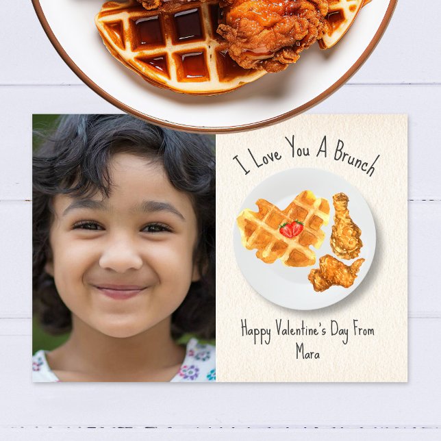 Brunch Pun Waffle Classroom Valentine Photo Kort (Skapare uppladdad)