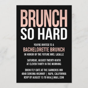 Brunch så hård Rosa Bachelorette Brunch-inbjudan Inbjudningar
