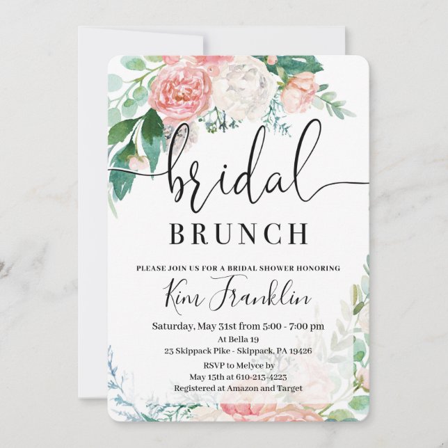 Brunch Shower-inbjudningar för Möhippan  Blommigt Inbjudningar (Framsida)
