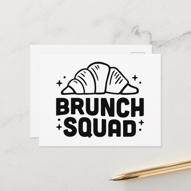 Brunch squad, aestesisk croissant älskare citerar vykort (Fram/Back In Situ)