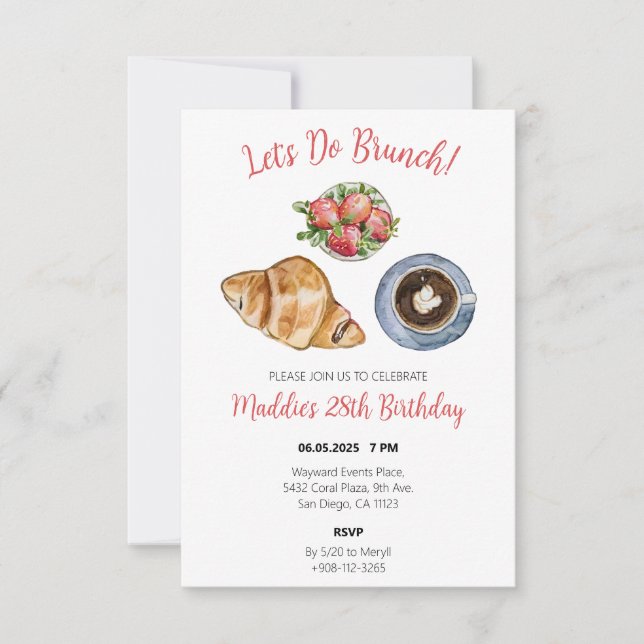 Brunch Thned Födelsedagsfest Inbjudan (Framsida)