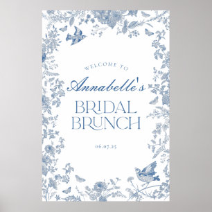 Brunch Välkomstsignatur för Blue Toile Jouy Blommi Poster