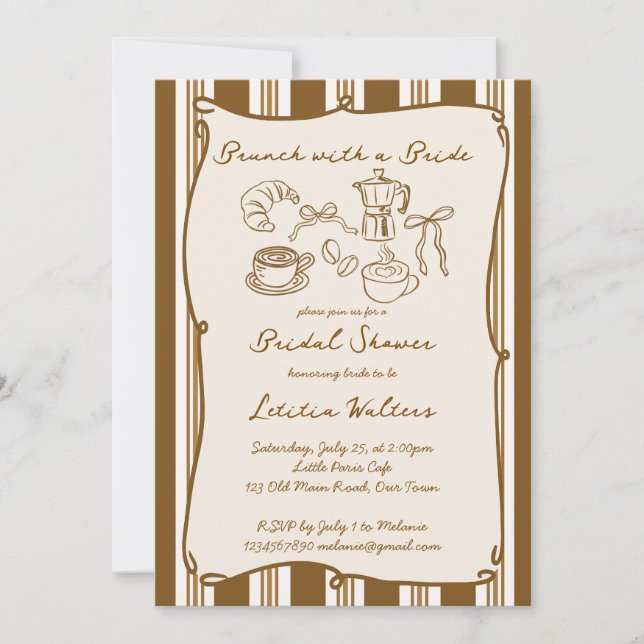 Brunch with bride retro coffee bridal shower inbjudningar (Framsida)