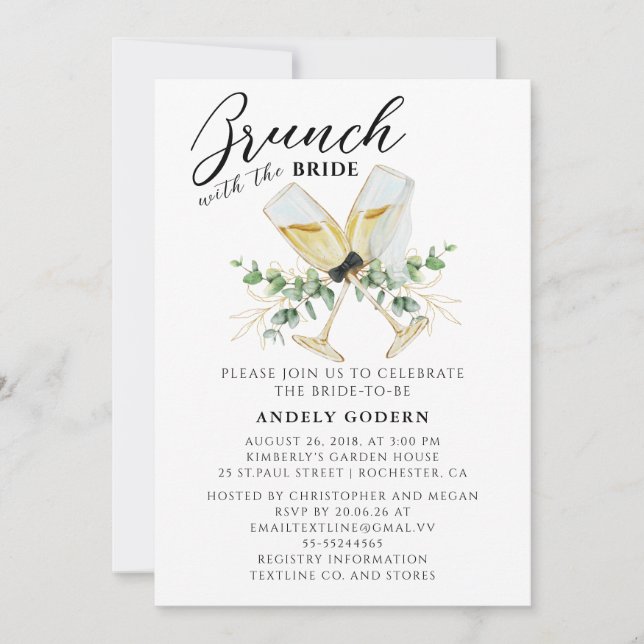 Brunch With the Bride Invitation Inbjudningar (Framsida)