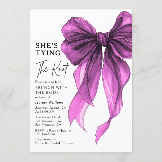 Brunch With The Bride She's Tying The Knot Bow Inbjudningar (Framsida)