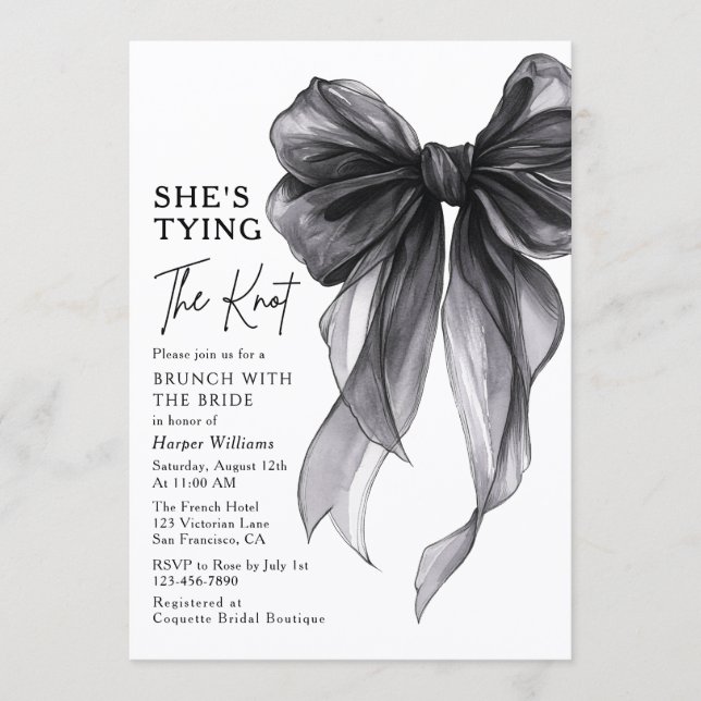 Brunch With The Bride She's Tying The Knot Bow Inbjudningar (Framsida)