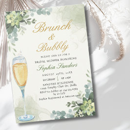 Brunch y Bubbly Glass of Champange Bridal Shower Inbjudningar
