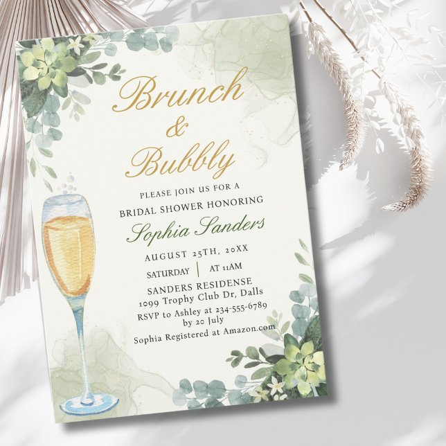Brunch y Bubbly Glass of Champange Bridal Shower Inbjudningar (Skapare uppladdad)