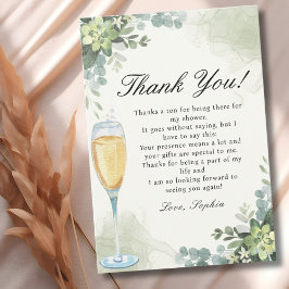 Brunch y Bubbly Glass of Champange Bridal Shower Tack Kort
