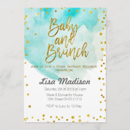 Brunchinbjudan till Blue Mint Baby Shower Inbjudningar