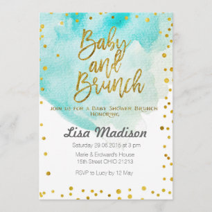 Brunchinbjudan till Blue Mint Baby Shower Inbjudningar