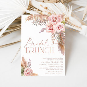 Brunchinbjudan till Boho Blommigt Pampas Ro Guld M Inbjudningar