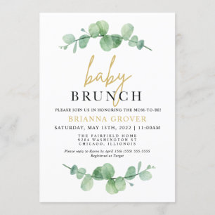 Brunchinbjudan till Eucalyptus Baby Shower Inbjudningar
