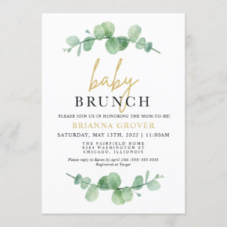 Brunchinbjudan till Eucalyptus Baby Shower Inbjudningar