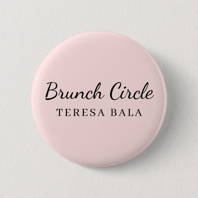 Brunchklubb | Rosa handskrivet manusnamn design Knapp (Framsida)
