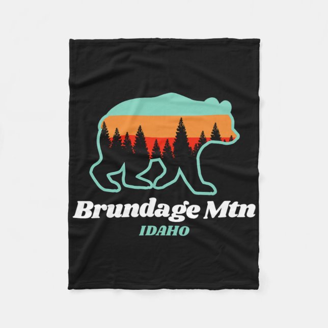 Brundage Mountain Idaho Skiing Snowboarding Bear Fleecefilt (Framsidan)