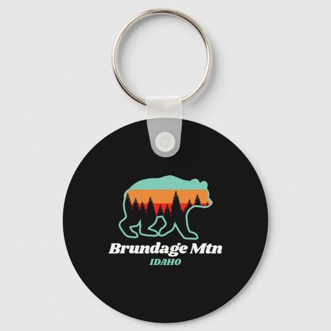Brundage Mountain Idaho Skiing Snowboarding Bear Nyckelring (Framsida)