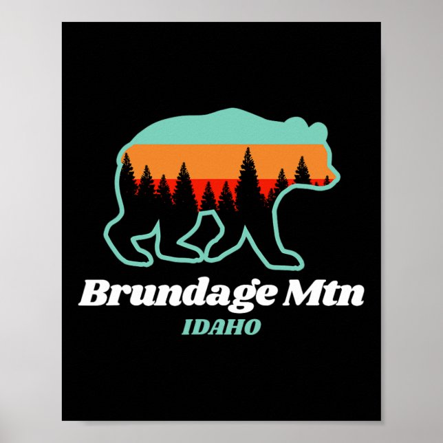 Brundage Mountain Idaho Skiing Snowboarding Bear Poster (Framsidan)